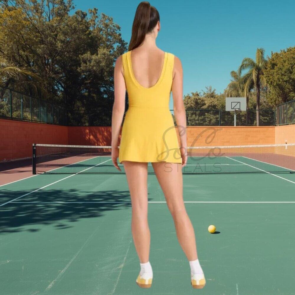 NWT JoyLab Yellow Tennis Dress Open Back Active Dress Size M - Picture 2 of 16